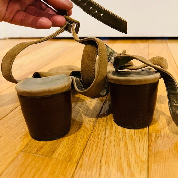 Yves Saint Laurent Gold Brown Suede Sandals Ladies YSL 7.5 Ballet Heel - Picture 15 of 16